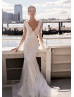 Long Sleeve Ivory Lace Wedding Dress Cathedral Dress